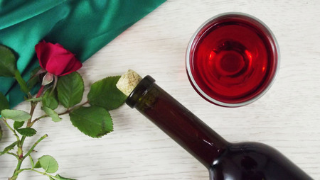 Rose on a green napkin.の写真素材