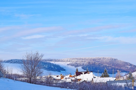 Beautiful winter landscape.Frosty Sunny day.