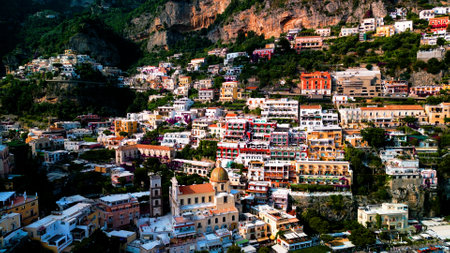 Panoramic view of Positano, Amalfi Coast, Italyの写真素材