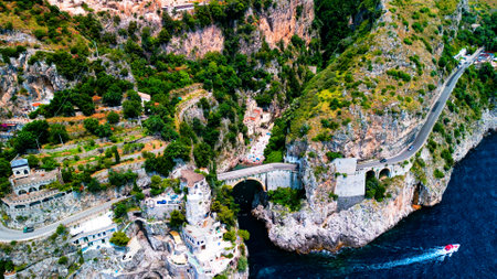 Aerial view of Amalfi Coast, Italy. Amalfi is one of the most beautiful cities in Italy.