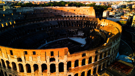 Rome, Italy. Ancient Roman Colosseum at sunset.の写真素材