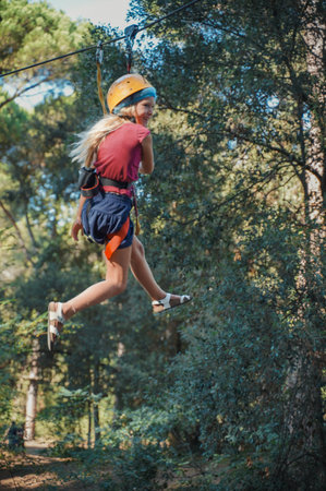 Child in forest adventure park