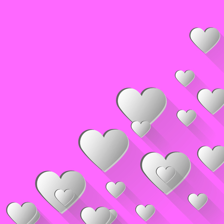 Background with volumetric hearts. White, pink. Romantic background to the Valentine's day. Vector.のイラスト素材