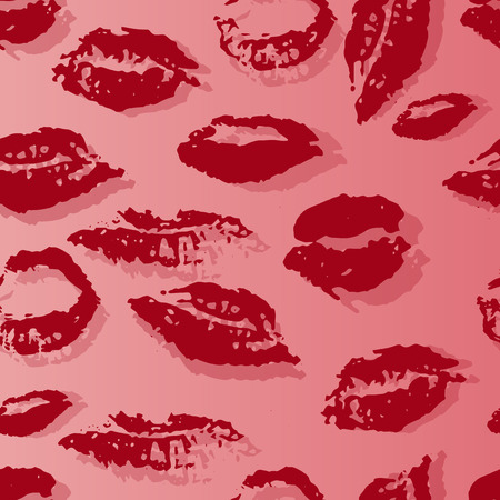 Seamless pattern with a print of female lips. Background for design. Women's theme. Romance. Vector.のイラスト素材