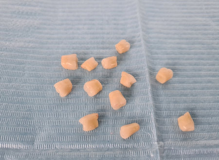 False tooth in the context of prostheses and veneers. Teaching model of a tooth, human oral tooth anatomy conceptの写真素材