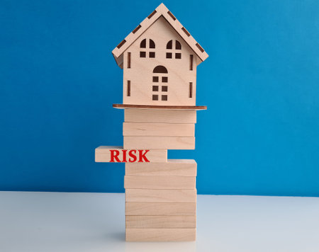 Real estate planning and risk prevention of financial investments. Financial agents support logs to prevent risk at homeの写真素材