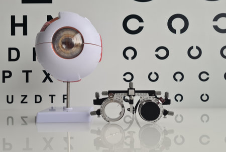 Checking diagram of vision and anatomy of the eye. Ophthalmologis toolsの写真素材