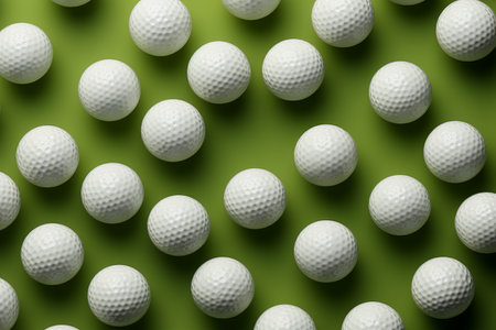 Lots of golf balls and green grassの素材