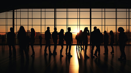 building tourism landmark business people sunset architecture modern urban city. Generative AI.の素材