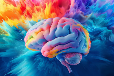 human brain explodes with imagination and beautiful colors. creative creative thinkingの素材