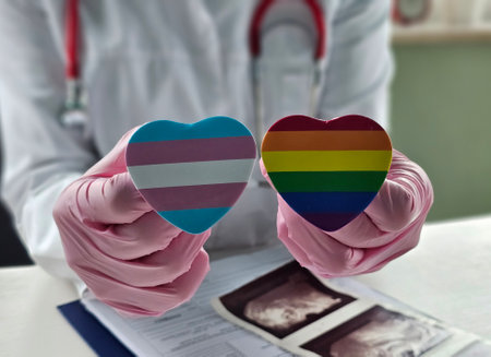 LGBT or LGBTQ or LGBTQIA with rainbow colorful heart shape for lesbian, gay, bisexual, transgender, queer, intersex, peopleの写真素材