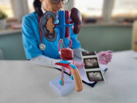 Male Reproductive System Anatomy Model In Doctors Officeの写真素材