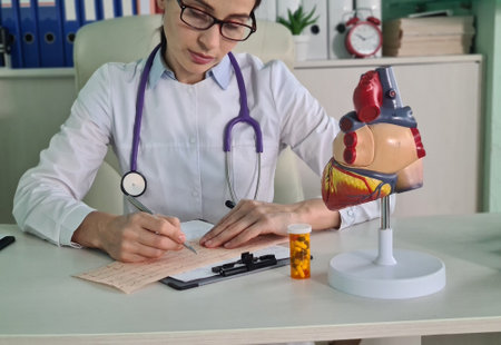 cardiological medical pills and patient chartの写真素材