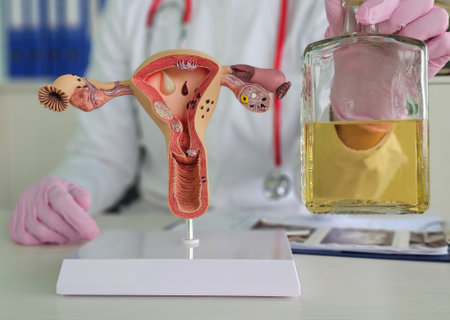 Alcohol and the female reproductive system uterus. Pelvis and alcoholism. The effect of alcohol intoxication on reproductive functionの写真素材