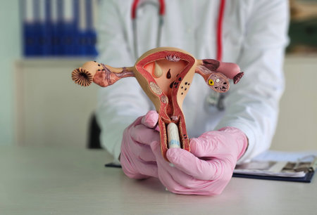 Medical suppositories and female uterus in the hands of a doctor. The concept of anal and vaginal suppositoriesの写真素材