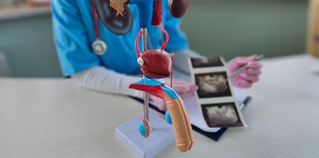 Male Reproductive System Anatomy Model In Doctors Officeの写真素材