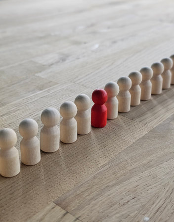 A special leader stands out from the crowd. Leadership, uniqueness, independence, initiative, strategy, dissent, unconventional thinking, and the concept of business successの写真素材