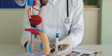 Injection into the penis. Penile injection therapy. Testosterone boosting shots. Modern methods of hormonal stimulating therapy expand spermatogenesis in men.の写真素材