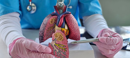 Doctor with smoker and normal lung anatomy for disease. Lung cancer, asthma, chronic obstructive...