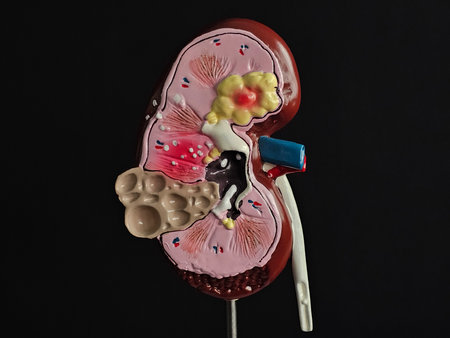 Kidney model demonstrating anatomical structure and potential health issues