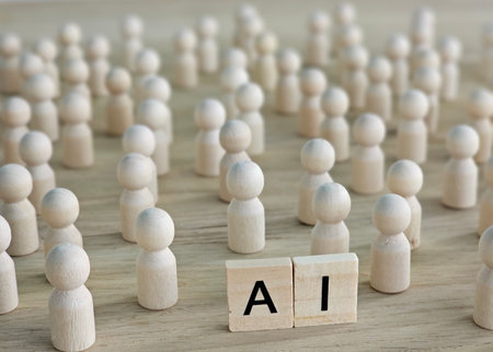 The concept of artificial intelligence in society. Artificial intelligence for business and careers. AI candidate searchの写真素材