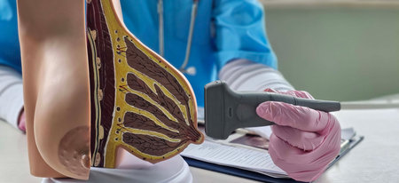 Doctor mammologist examines result of mammogram breast test with x-ray scanの写真素材