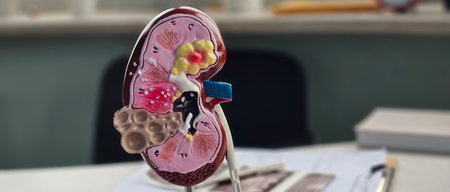 Kidney model. Human kidneys and kidney anatomy. Organ donation concept in hospital and kidney anatomy for educationの写真素材