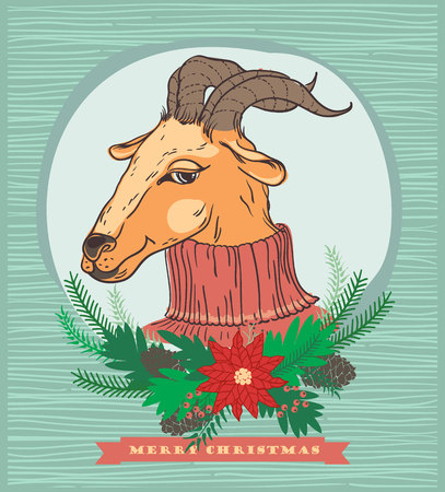 Vector illustration of goat, symbol of 2015. Element for New Yearのイラスト素材