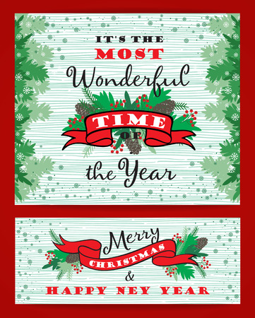 Merry Chrismas background with Typography. Vector illustration. Design elements for posters, flyers, graphics moduleのイラスト素材