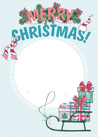 Christmas and New Year card. Design elements for posters, flyers, graphics module, paper.Vector illustration of Merry Christmas gift boxes.のイラスト素材