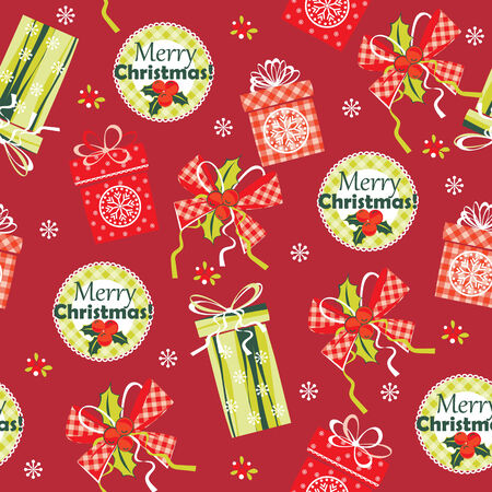 Merry Christmas and Happy New Year background. Seamless pattern with Christmas gifts.のイラスト素材