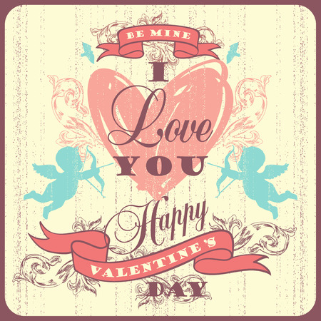 Happy Valentine's Day. Design elements for cards, posters, flyers. Vector illustration.のイラスト素材