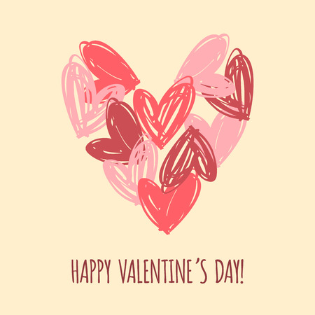 Happy Valentine's Day. Design elements for cards, posters, flyers. Vector illustration.のイラスト素材