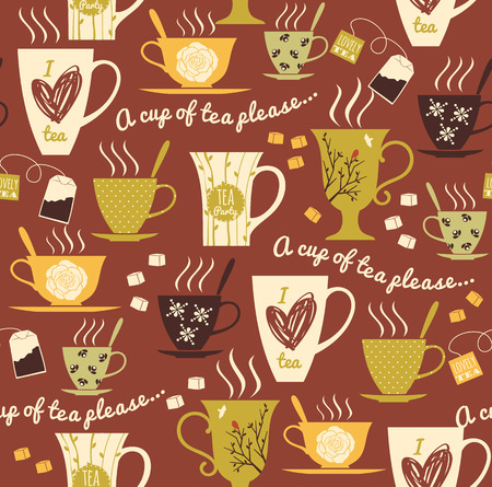 Tea background. Vector seamless pattern.のイラスト素材