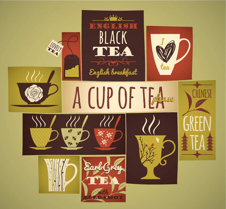 Tea collection. Vector illustration.のイラスト素材