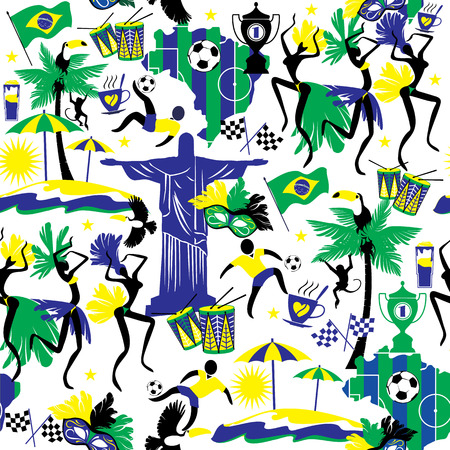 Seamless pattern with traditional Brazilian items. Vector bascground. Design element.のイラスト素材