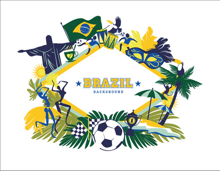 Illustration of traditional Brazilian items. Vector background.Design element.のイラスト素材