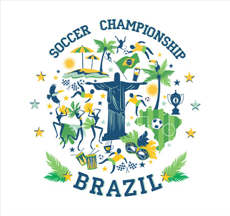 Illustration of traditional Brazilian items. Vector background.Design element.のイラスト素材