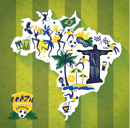 Illustration of traditional Brazilian items. Vector background.Design element.のイラスト素材