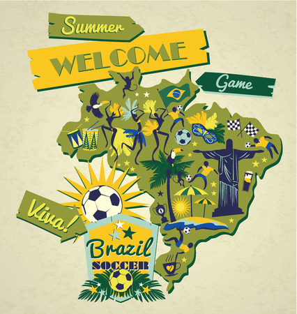 Illustration of traditional Brazilian items. Vector background.Design element.のイラスト素材