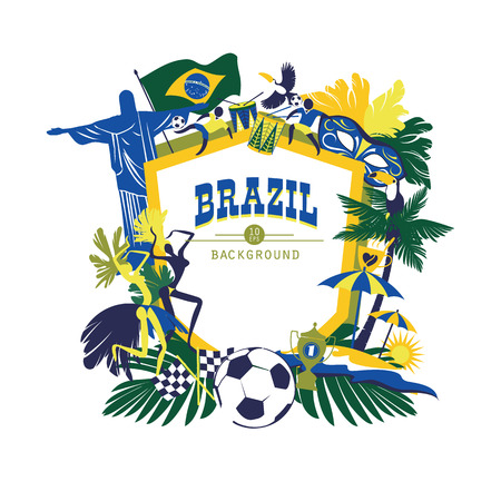 Illustration of traditional Brazilian items. Vector background.Design element.のイラスト素材