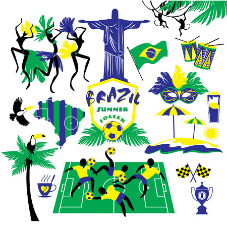 Illustration of traditional Brazilian items. Vector background.Design element.のイラスト素材