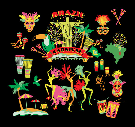 Illustration of traditional Brazilian Carnival. Vector background.Design element.のイラスト素材