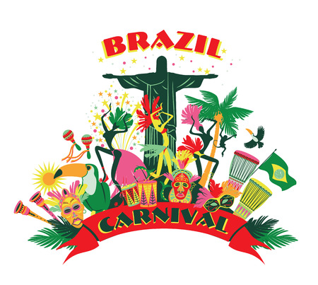 Illustration of traditional Brazilian Carnival. Vector background.Design element.のイラスト素材