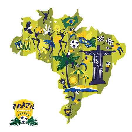 Illustration of traditional Brazilian items. Vector background.Design element.のイラスト素材