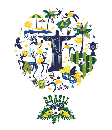 Illustration of traditional Brazilian items. Vector background.Design element.のイラスト素材
