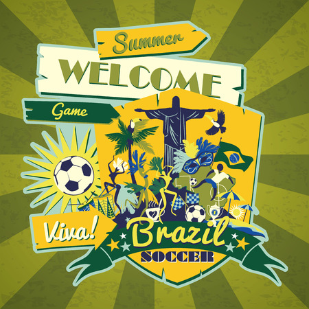 Illustration of traditional Brazilian items. Vector background.Design element.のイラスト素材