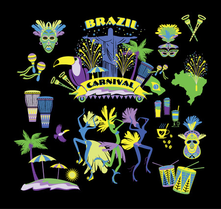 Illustration of traditional Brazilian Carnival. Vector background.Design element.のイラスト素材