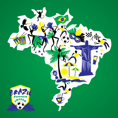 Illustration of traditional Brazilian items. Vector background.Design element.のイラスト素材