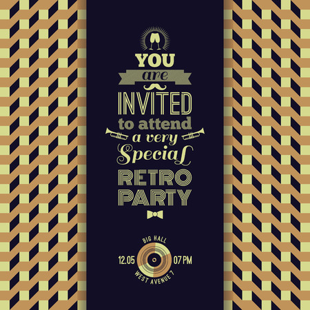 Invitation to retro party. Vintage retro geometric background. Hipster style. Vector illustration.のイラスト素材